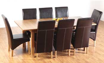 Furniture123 Century Dining Set in Brown Leather