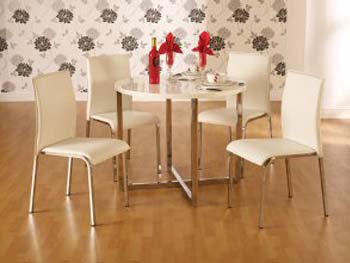 Charisma High Gloss Round Dining Set in White