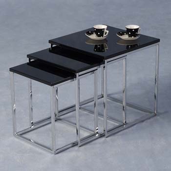 Charisma High Gloss Square Nest of Tables in Black