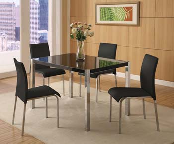 Charm High Gloss Dining Set in Black