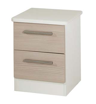 Cino 2 Drawer Bedside Table in Coffee and Cream