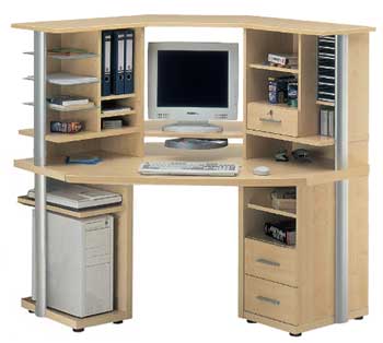 Furniture123 Computer Powerline Corner Desk with Storage