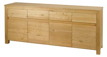 Furniture123 Conley Solid Oak 4 Drawer 4 Door Sideboard