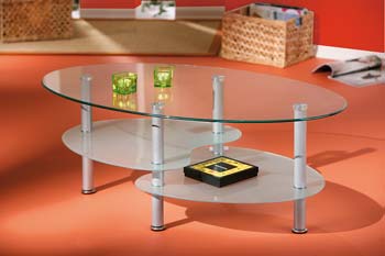 Curve Oval Coffee Table with Shelves