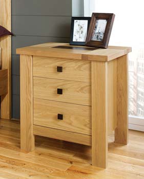 Furniture123 Danzer White Oak 3 Drawer Bedside Chest