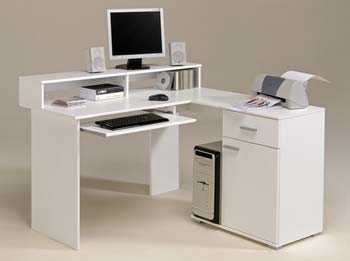 Delu Corner Computer Desk in White