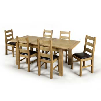 Furniture123 Denver Solid Oak Rectangular Extending Dining Set