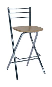 Furniture123 Falco Chrome Stool with Wooden Seat