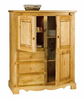 Furniture123 Farmer Solid Pine 2 Door 3 Drawer Tall Sideboard