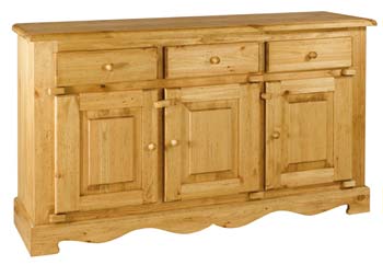 Furniture123 Farmer Solid Pine 3 Door 3 Drawer Sideboard
