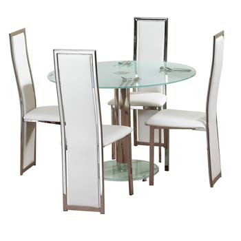 Furniture123 Floe Round Dining Set with Glass Top