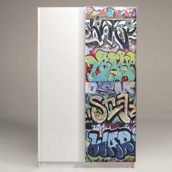Graffiti Teens Sliding 2 Door Wardrobe
