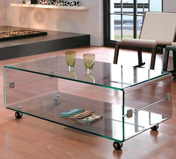Gustav 06 Glass Rectangular Coffee Table - WHILE