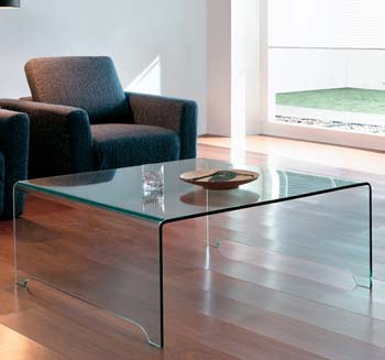 Gustav 09 Glass Square Coffee Table - WHILE