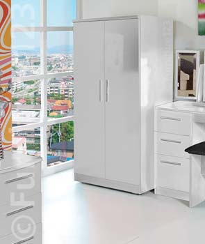 Furniture123 Hatherley High Gloss 2 Door Low Wardrobe in White