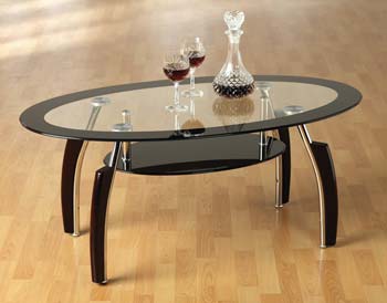 Helene Glass Coffee Table in Black