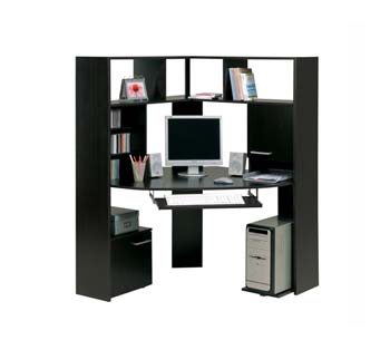 Furniture123 Hubis Corner Computer Desk in Wenge