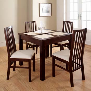 Furniture123 Hudson Square Dining Set with 4 Slat Back Chairs