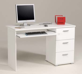 Indira 3 Drawer Computer Desk in White