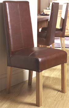 Izmir Brown Leather Dining Chairs (pair)