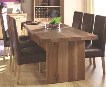 Furniture123 Izmir Dining Set with Brown Leather Chairs