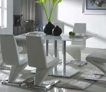 Furniture123 Kiwano White Glass Rectangular Dining Table