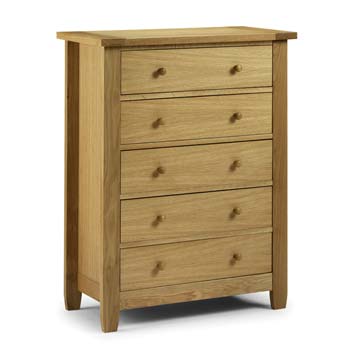 Furniture123 Ludlow Solid Oak 5 Drawer Chest