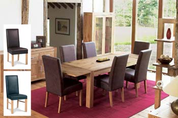 Furniture123 Lyon Oak Extending Dining Set with Leather Chairs