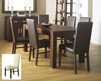 Furniture123 Lyon Walnut Dining Set with Leather Chairs