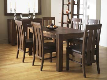 Furniture123 Lyon Walnut Dining Set with Slatted Back Chairs