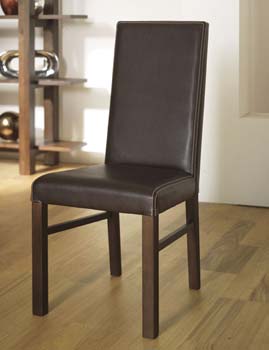 Furniture123 Lyon Walnut Standard Leather Dining Chairs in Brown (pair)