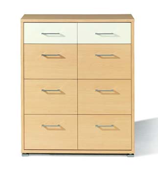 Furniture123 Mack 8 Drawer Chest in Maple and White