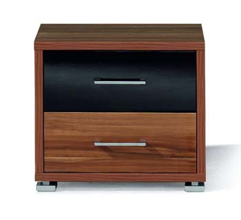 Mack Bedside Chest in Walnut and Black