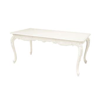 Manoir White Carved Rectangular Dining Table