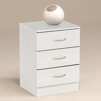 Matty 3 Drawer Bedside Cabinet in White