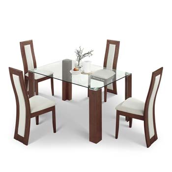 Furniture123 Mindell Rectangular Dining Set with Glass Top
