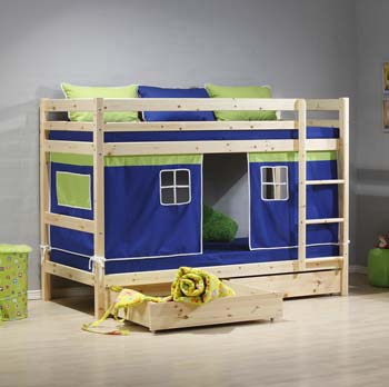 Furniture123 Minnie Natural Bunk Bed with Blue Tent and 2