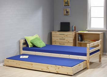 Furniture123 Minnie Natural Single Bed with Guest Bed - FREE