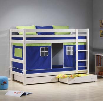 Furniture123 Minnie White Bunk Bed with Blue Tent and 2