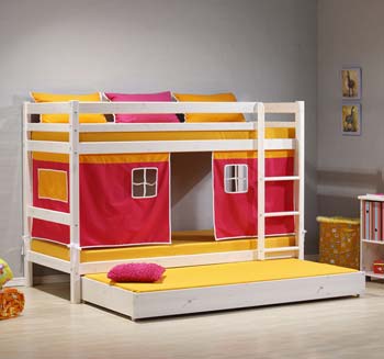 Minnie White Bunk Bed with Pink Tent and Trundle