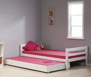 Furniture123 Minnie White Single Bed with Guest Bed - FREE