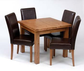 Newlyn Oak Extending Dining Set with 4 Brown