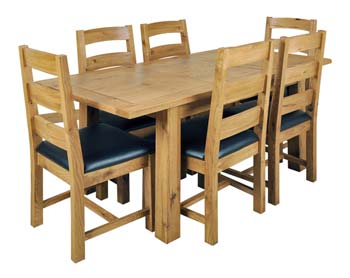 Furniture123 Newlyn Oak Large Extending Dining Set with 6