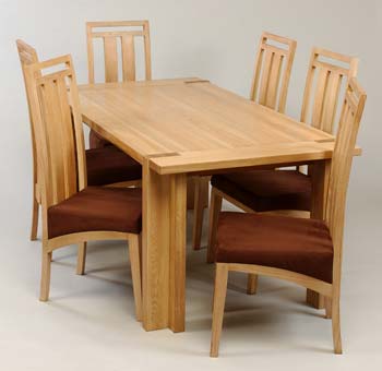 Furniture123 Nexus Dining Set In Light Oak with Six Chairs
