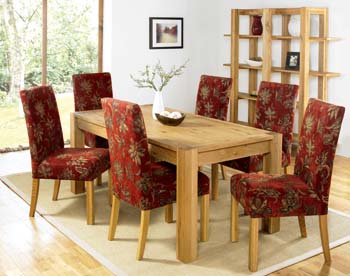 Nyon Oak Extending Dining Set with 8 Red Chairs
