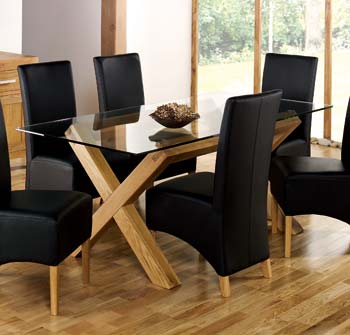 Furniture123 Nyon Oak Glass Dining Table