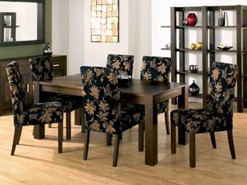 Nyon Walnut Extending Dining Set with Floral