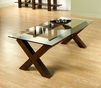 Furniture123 Nyon Walnut Glass Coffee Table - FREE NEXT DAY