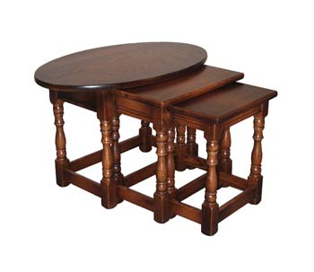 Furniture123 Olde Regal Oak Oval Nest Of Tables