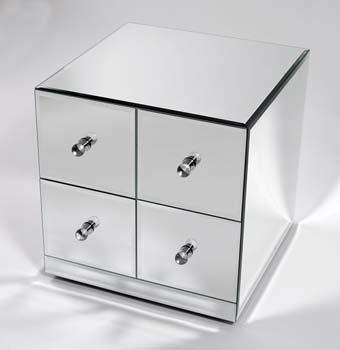 Furniture123 Quartz Glass 4 Drawer Cube